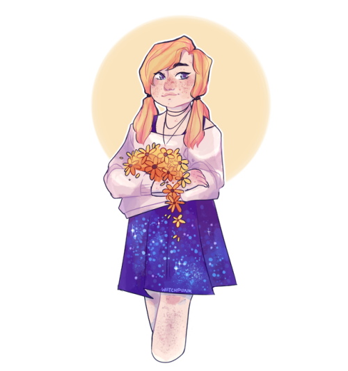 a redraw of my very first OC. 2009 vs. 2019 lmaoshe lives in a cabin in the woods and picks flowers 