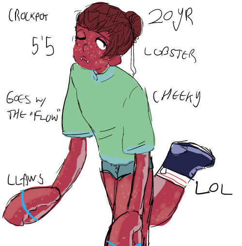 dis is crockpot and hes a btch lobster boi and is 20 yrs oldhis claws are tied up bc he was supposed