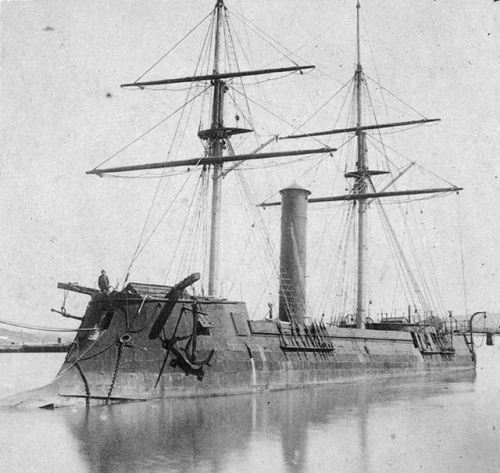 The Confederate States Navy CSS Stonewall. An ironclad warship sold to the Confederacy by France.Aft