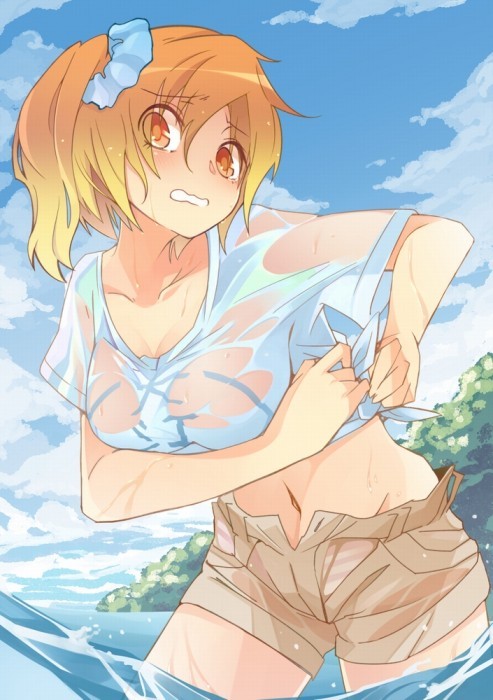 【二次・ZIP】女の子の濡れた服が体に貼り付いたり、透け透けになってるのが堪らん虹画像 | 桃色虹画像 -二次元萌え画像エロ画像まとめ-