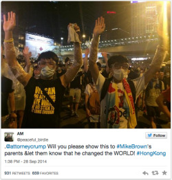 Whoismims:  Hong Kong’s Protesters Are Using The Same “Hands Up, Don’t Shoot”