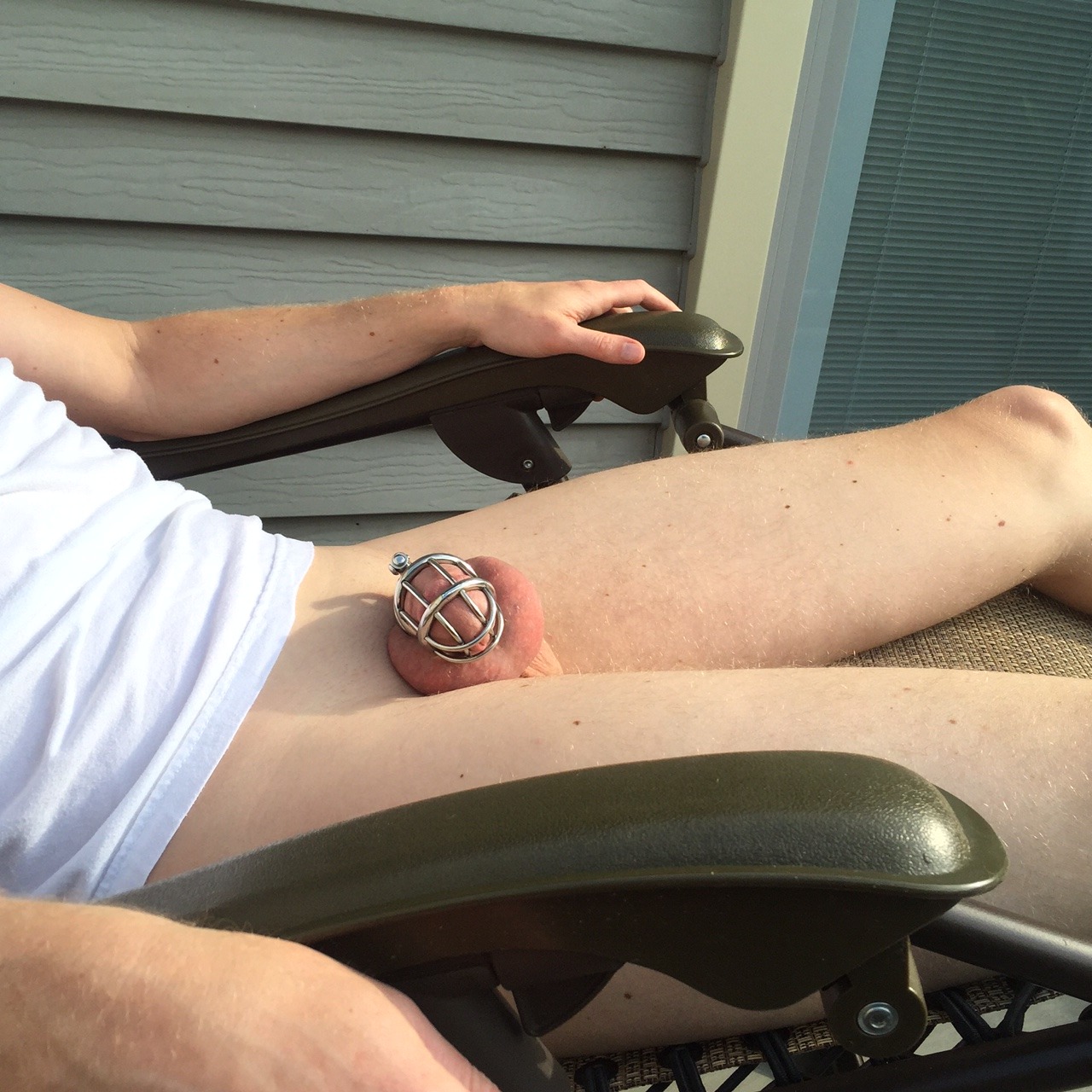 caged-cdn-boi:  Enjoying the sun on the patio - Week 8