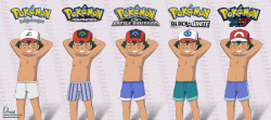 th3dm0n:  Ash Ketchum - Past, Present, Future (XY Update) From left to right:Ash from Pokemon: The original seriesAsh from Pokemon: AdvancedAsh from Pokemon: Diamond &amp; PearlAsh from Pokemon: Best WishesAsh from Pokemon: X&amp;Y© Names &amp; Characters