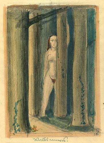 Niklaus Stoecklin (Swiss, 1896 –1982). Nude in the forest.