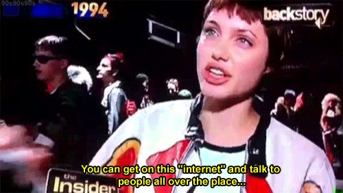 90s90s90sblog:  Angelina Jolie talks Internet - 1994 [x]  About to watch Hackers with Kata cuz she’s never seen it.