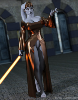 theevolluisionist: she is not a Jedi or Sith but she is a great duelist didn’t have render setting high on this one, forgot to fix it 