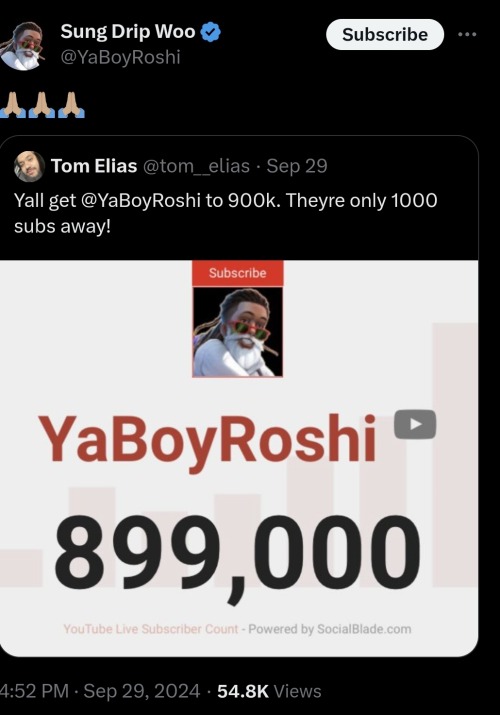Ik This Is Dwayne And Jasmine Fan Page But When Roshi Hits 1mil Subs I'm Gonna Edit Him Throwing It Back
