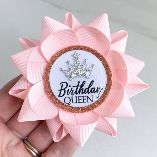 Pink Birthday Pin, Birthday Queen, Birthday Princess or Birthday Girl, Rose Gold Accent, Custom Birthday Pin with Crown, Pale Pink by PetalPerceptions https://ift.tt/3ETUQOE #handmade gift jewelry gifts