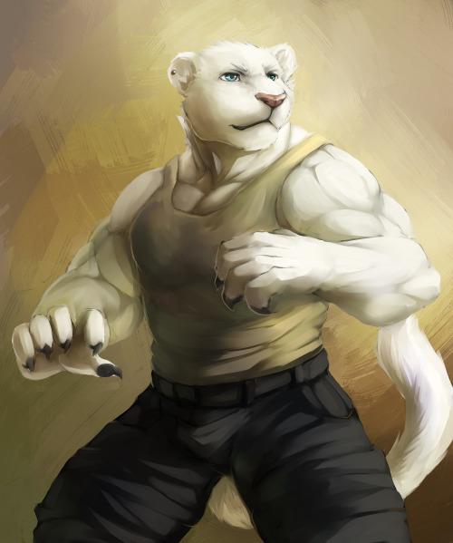 ralphthefeline:  Pure white panther anthro. Done to do some color practice~!