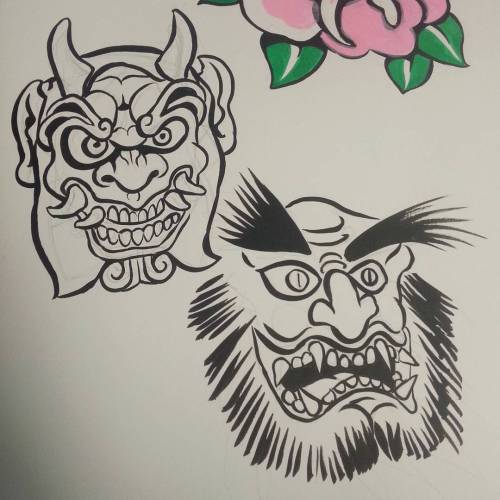 Oni drawings, woot! #mattbernson #ink #oni  (at Empire Tattoo Quincy)