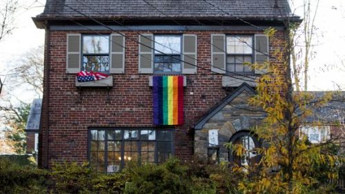 assgod: gaywrites:   On the Washington, D.C. street where Mike Pence will be living before Inauguration Day, his new neighbors have begun displaying rainbow flags in protest.  According to one resident, Ilse Heintzen: “[It’s] a respectful message
