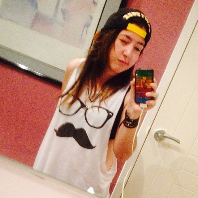 #girl #mostacho #cap #hair #pic #love #sweet #me #nice #new #glasses #lovely #pretty