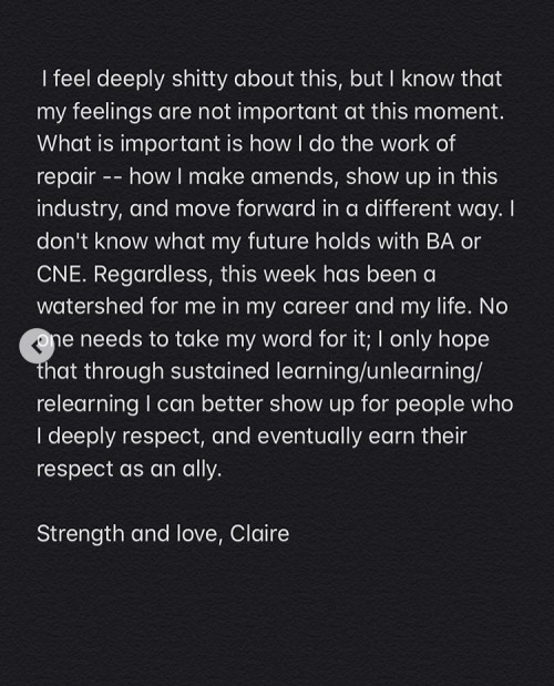 Claire’s statement