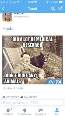 Kumagawa:peta Retweeted A Hitler Meme And Is Trying To Deny It Omfg