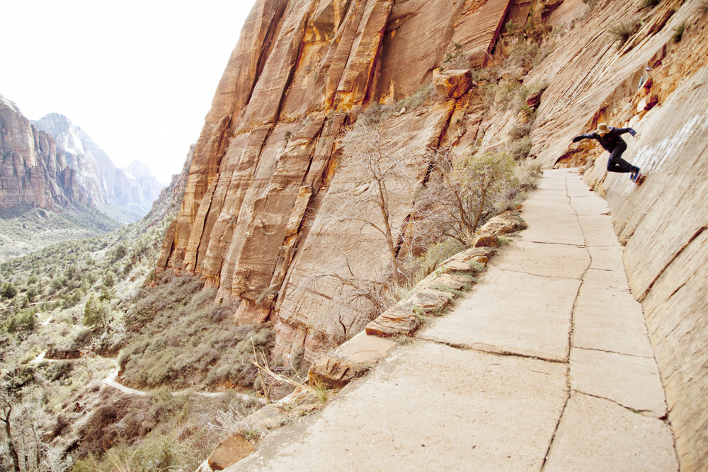 priceyhot:
“Ryan Lay / Wallride (2 angles) / Angels Landing, Utah / 2014
Ryan and I were on a Coala Tree trip to Utah and we ended the trip by hiking the infamous Angels Landing hike at Zion National Park. I only say infamous because I am not much of...