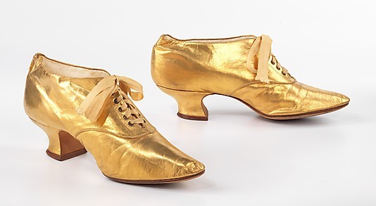 Evening shoes, United States, ca. 1891.
“ Sold by one of the biggest shoe retailers in New York, A. J. Cammeyer, whose huge 1893 emporium still stands at 650 Sixth Avenue, this pair of oxfords is extraordinary indeed. The shoes can be firmly dated to...