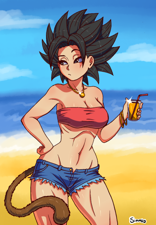 simmsyboy:I wonder what Caulifla does in summer?(also i refuse to draw the saiyan girls without tail