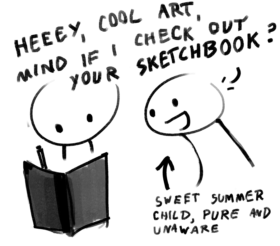 I’ve started a new sketchbook recently. I want to have this one stay Safe For Work