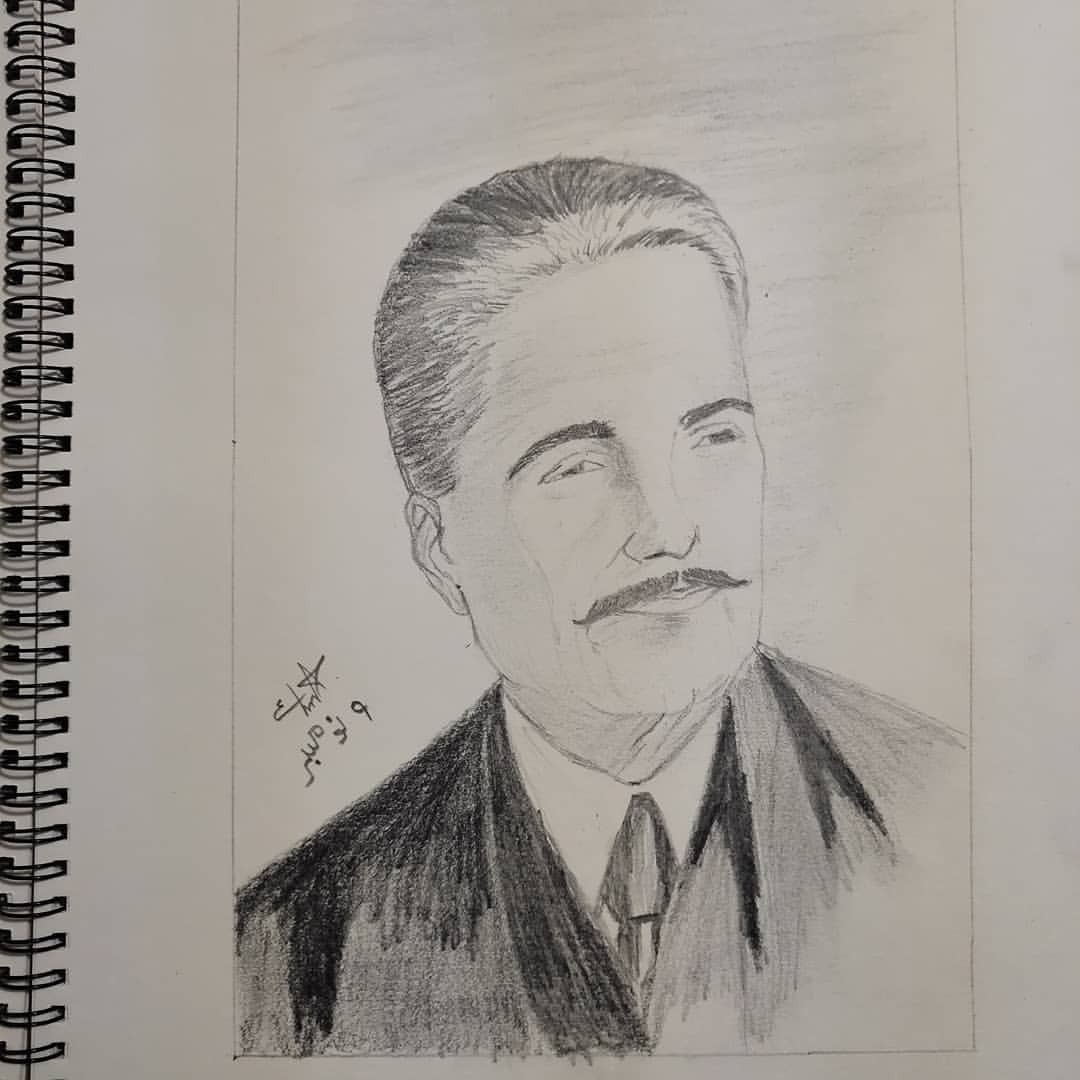 Update 134+ allama iqbal picture sketch latest