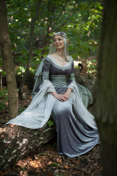 elvenforestworld: Silver gray elven dress 