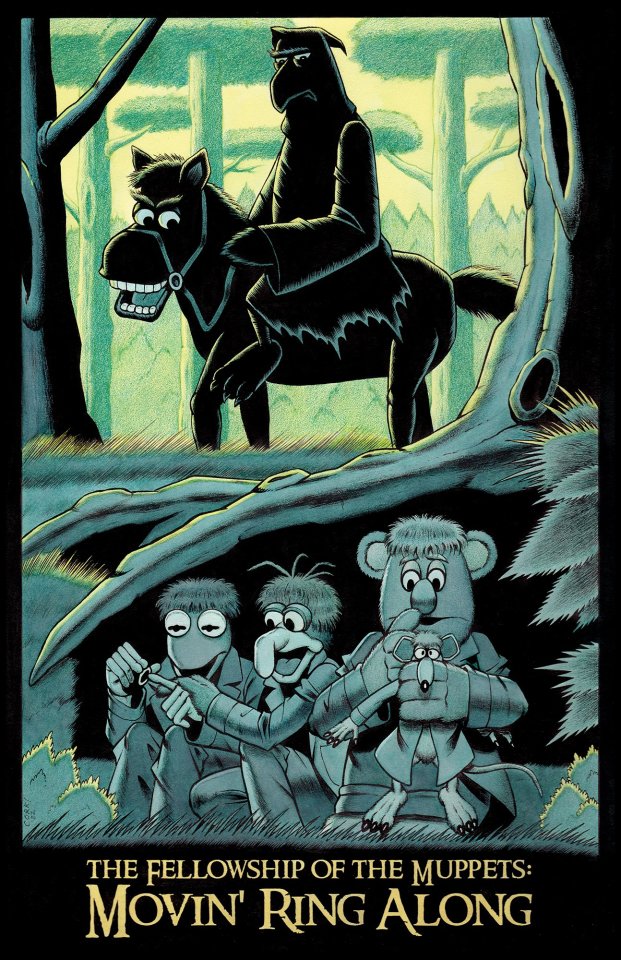 driveintheaterofthemind:Arthouse MuppetsLord Of The Rings: The Fellowship Of The Ring featuring Kermit, Gonzo, Fozzie, Rizzo, And Sam The EagleArt by Bruce McCorkindale