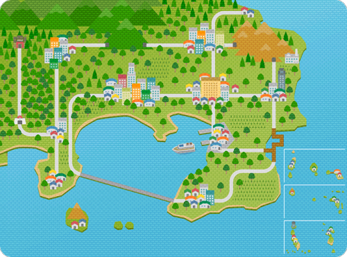 ochazuke-yokochou:[Pokemon region maps: Kanto, Johto, Hoenn, Sinnoh, Unova and Kalos]