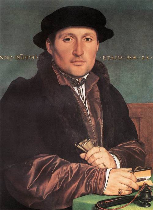 artist-holbein:Unknown Young Man at his Office Desk, 1541, Hans Holbein the YoungerMedium: oil,wood
