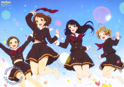 artbooksnat:  Sound! Euphonium (響け！ユーフォニアム)The original crew, Hazuki, Kumiko, Reina, and Sapphire celebrate music and friendship in beautiful new poster art from Newtype Magazine (Amazon US | eBay) illustrated by animation director