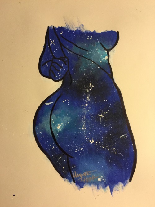 blaquesouls:  Galactic  Art by: Augustina Holmes Instagram: _picasso.soul_ Please don’t delete text