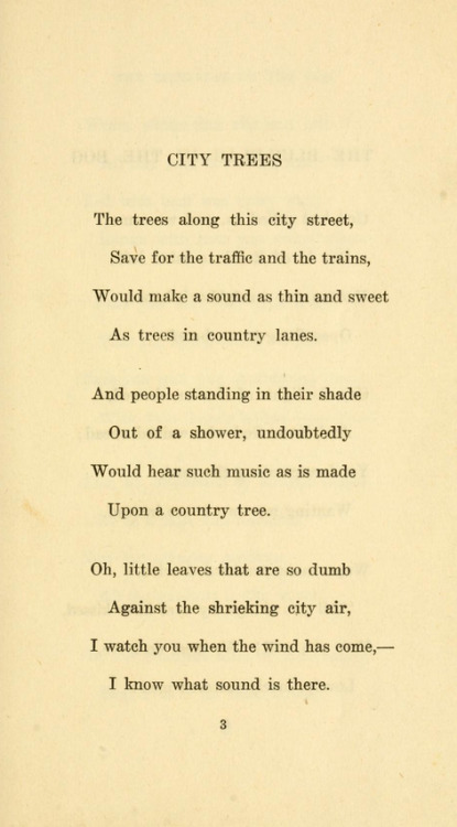 City Trees by Edna St. Vincent MillaySecond April, 1921