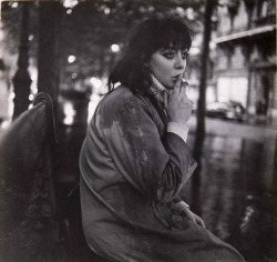 Joeinct: Vali With Cigarette On Bench In The Rain, Photo By Ed Van Der Elsken, 1950