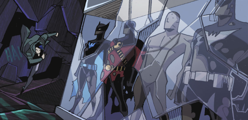 cornflakepizza:[Batman Beyond 2.0 19]In the Justice Lords universe, Dick and Babs are married, Tim (
