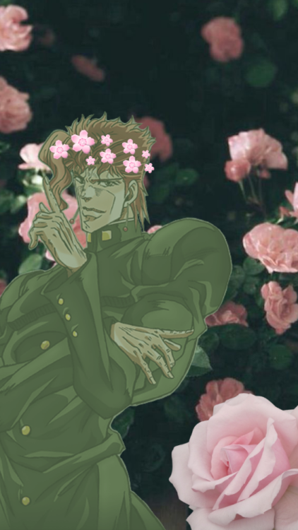 dark, earthy green and pink/red Noriaki Kakyoin lockscreen + homescreen for anon!!Feel free to use!!