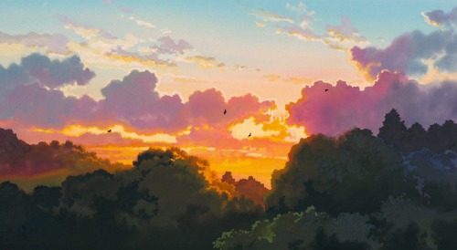 ghibli-collector: Cloud Strewn Skies Of My Neighbor Totoro - Art Director Kazuo Oga (1988)