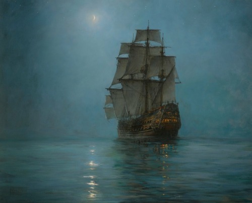 aesza:  Montague Dawson (1895-1973), The Crescent Moon