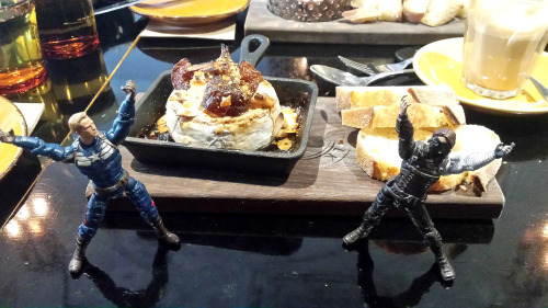 tinybuckylife:Tiny Bucky and Steeb visit a Fromagerie to have some cheese fondue!And baked brie.And 