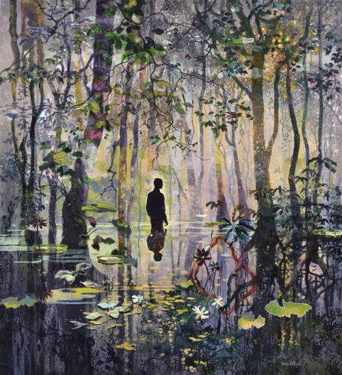 thunderstruck9:Eric Roux-Fontaine (French, b. 1966), A country in your eyes. Mixed media on canvas, 