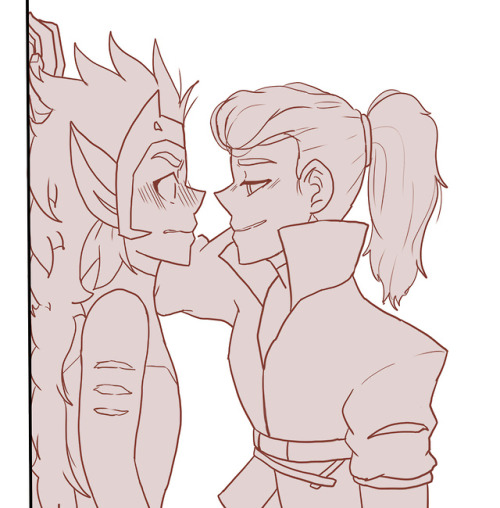 hermajestythebomb: sconefacedgirl: more flirty Adora and flustered Catra for Ko-fi request @lesbians