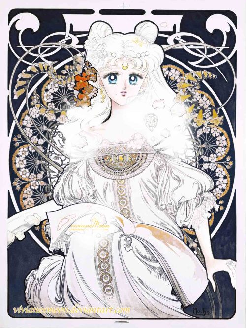 sailormooncosmosarc:This is my new fan art of Princess Serenity, a digital collage of artworks by Na