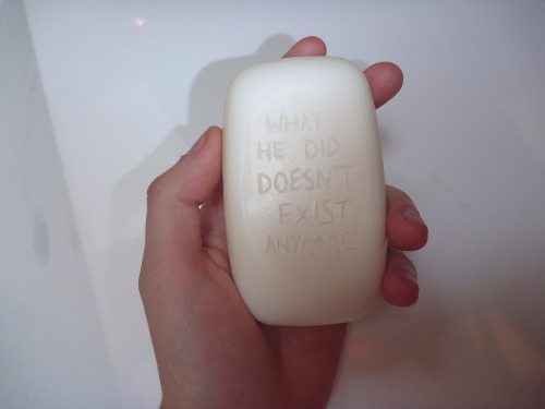 maeriea: albinobunnyboy: Aftercare, 2015; carving in soap“WHAT HE DID DOESN’T EXIST