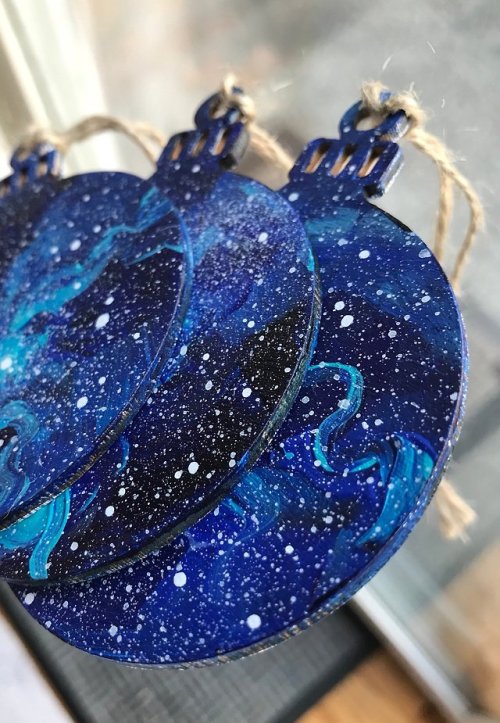 These hand-painted one-of-a-kind ornaments are now available in my Etsy store! They can be personali