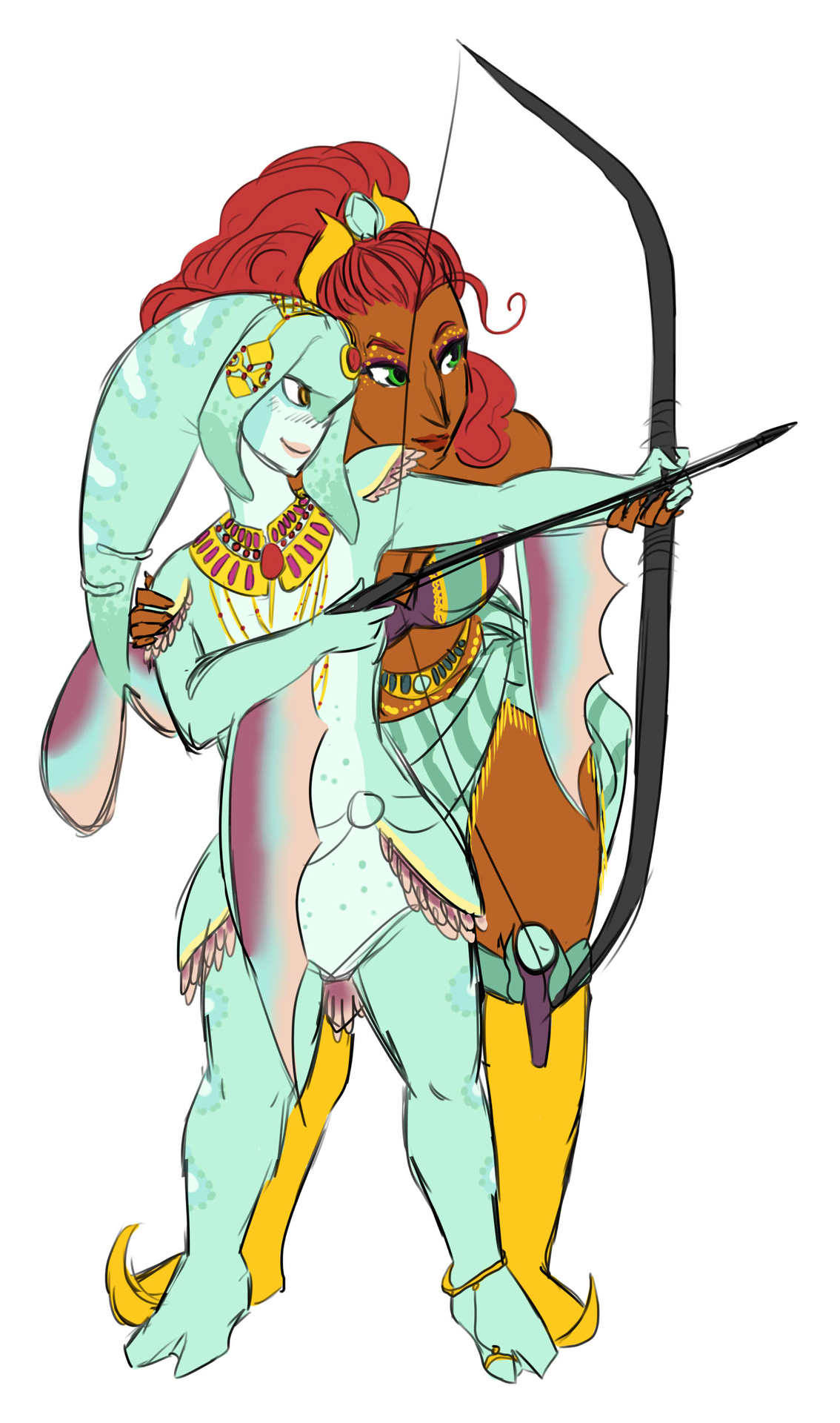 creamsiclesquid:Cute Zora and Gerudo gf for @hot-rod-a-mess