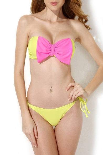 lovelyandfashionblog:  Bikini  Color Block Triangle Top Bikini   Mono Curve Print