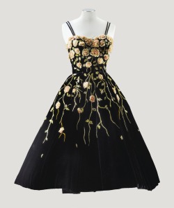 fripperiesandfobs:  Balmain cocktail dress, 1953From Sotheby’s
