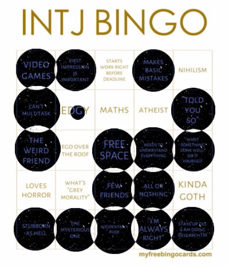 Bingo Series - INTJ bingo!