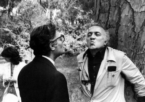 Federico Fellini directs Marcello Mastroianni & Bernice Stegers on the set of City of Women (197