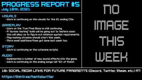 Progress Report #5 and #6 for Future Fragments!Had an error when trying to post to Tumblr last week,