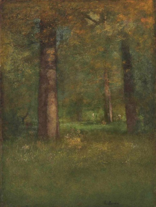 In the Woods, Montclair, New Jersey.Oil on Canvas.102.2 x 76.8 cm. (40.15 x 29.92 in.)Art by George 