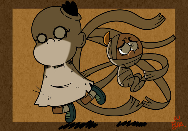 Drawlloween Day 16: Mummies on a plane Please remain stationary…