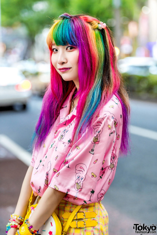 tokyo-fashion:Sakura Luna wearing a colorful kawaii style that she calls “NeoFairy” on t